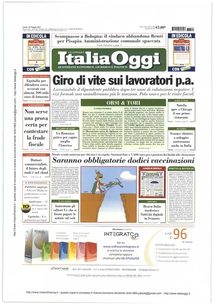 Italia oggi : quotidiano di economia finanza e politica